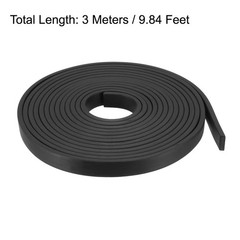 Solid Rectangle Rubber Seal Strip 10mm Wide 3mm Thick, 3 Meters Long Black