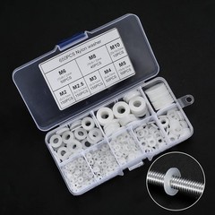 YOUYIDUN-650 Pcs White Nylon Flat Washer Assortment Kit, Round 1 cm,