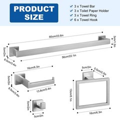 Cilee 15-Pieces Bathroom Hardware Set – Brushed Nickel Bathroom Accessories 24