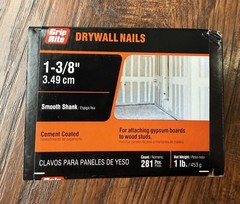 Grip Rite Drywall Nails 1-3/8” Cement Coated Smooth Shank 1 lb Box 138CTDDW1 NWB