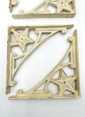 4 Cast Iron Star Brackets Garden Braces Shelf Bracket Off White RUSTIC Vintage