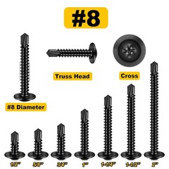 Mywish 200Pcs #10×1″ Black Self Tapping Screws for #10×1″ (200 pcs),