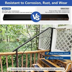 4Pack 6.5ft Stainless Steel Handrail for Cable Railing Black