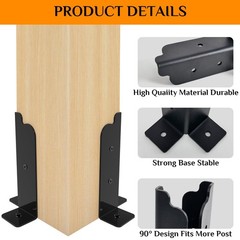 8 PCS Adjustable Deck – Fit 2×2, 2×4, 4×4, 6×6 Post & Fence Brackets, Pergola…