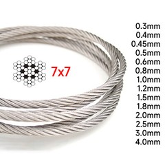 10 Meter Stainless Steel Wire Rope Cable 0.3mm 0.5mm 1mm 1.5mm 2mm 2.5mm 3mm 4mm