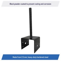 U Shaped 4×4 Deck Post Concrete Anchor Spike Fence Base, Black Powder Coated (2)