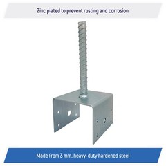 U Shaped 6×6 Deck Post Concrete Anchor Spike Fence Base, Zinc Plated (2)