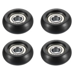 12x32x8mm 4 Pcs Nylon Pulley Wheel Ball Bearing Guide Roller Black