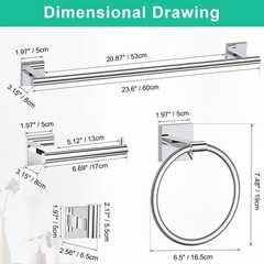 Soaez Polished Chrome Bathroom Hardware Accessories Towel Bar Set 10 Pieces