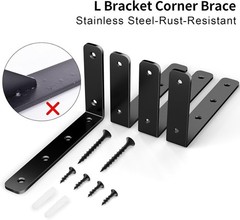Durable Black Corner Braces, 5″ x 3″, 35lb Capacity – Pack of 4 for Shelving