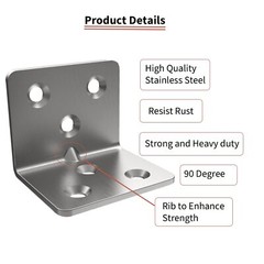 20 Pcs Stainless Steel L Bracket 90 Degree Corner Bracket with Screws for Wood