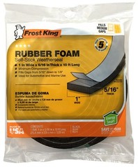 Rubber Foam Weatherseal Tape, 1W x 5/16 In. T x 10 Ft. – R511H