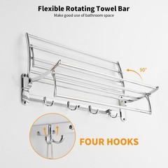 Besy 24 Inch Polished Chrome Towel Racks Bathroom Towel Shelf Foldable Towel
