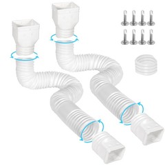 Gutterlix Flexible Gutter Downspout Extensions, Connectable 2 Pack White