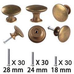 30 Pack Delicate Design Round Antique Brass Kitchen Cabinet Knobs