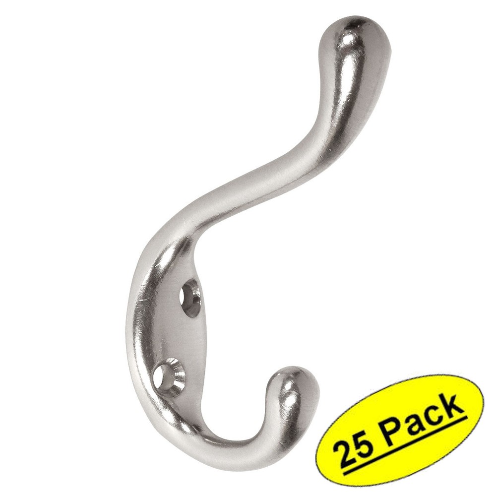 *25 Pack* Designers Impressions Satin Nickel Coat & Hat Hook: 8125