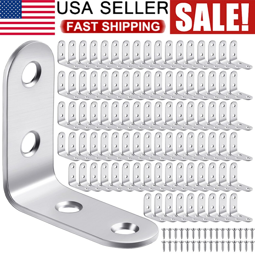 1.5” L Bracket Corner Brace Sets Stainless Steel 90° Right Angle Hardware LOT