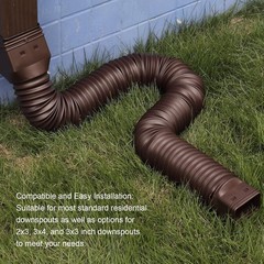 Brown 1-Pack Rain Gutter Downspout Extensions Flexible, Drain Downspout Exten…
