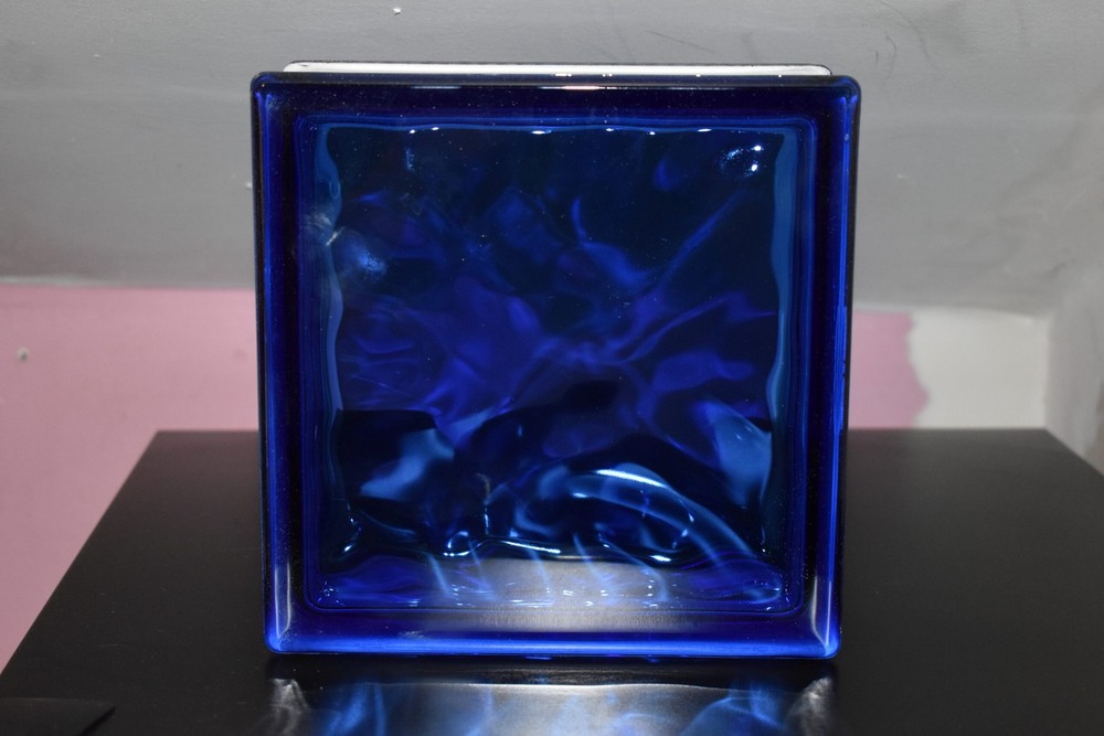 Vintage Beautiful Germany Blue Glass Block Brick Architectural Salvage 20cm 7…