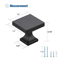 Ravinte Cabinet Knobs Matte Black Square for 1-1/10 inches,