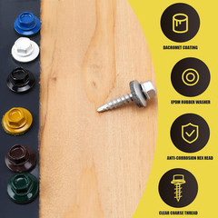JEGONFRI 300Pcs #10 X 1 Galvanized Hex Head Self-Drilling Metal Roofing Screws,
