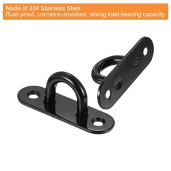 4 Pcs Pad Eye Plate, 3.1 Inch Stainless Steel Ceiling U Hooks with Screws, Black