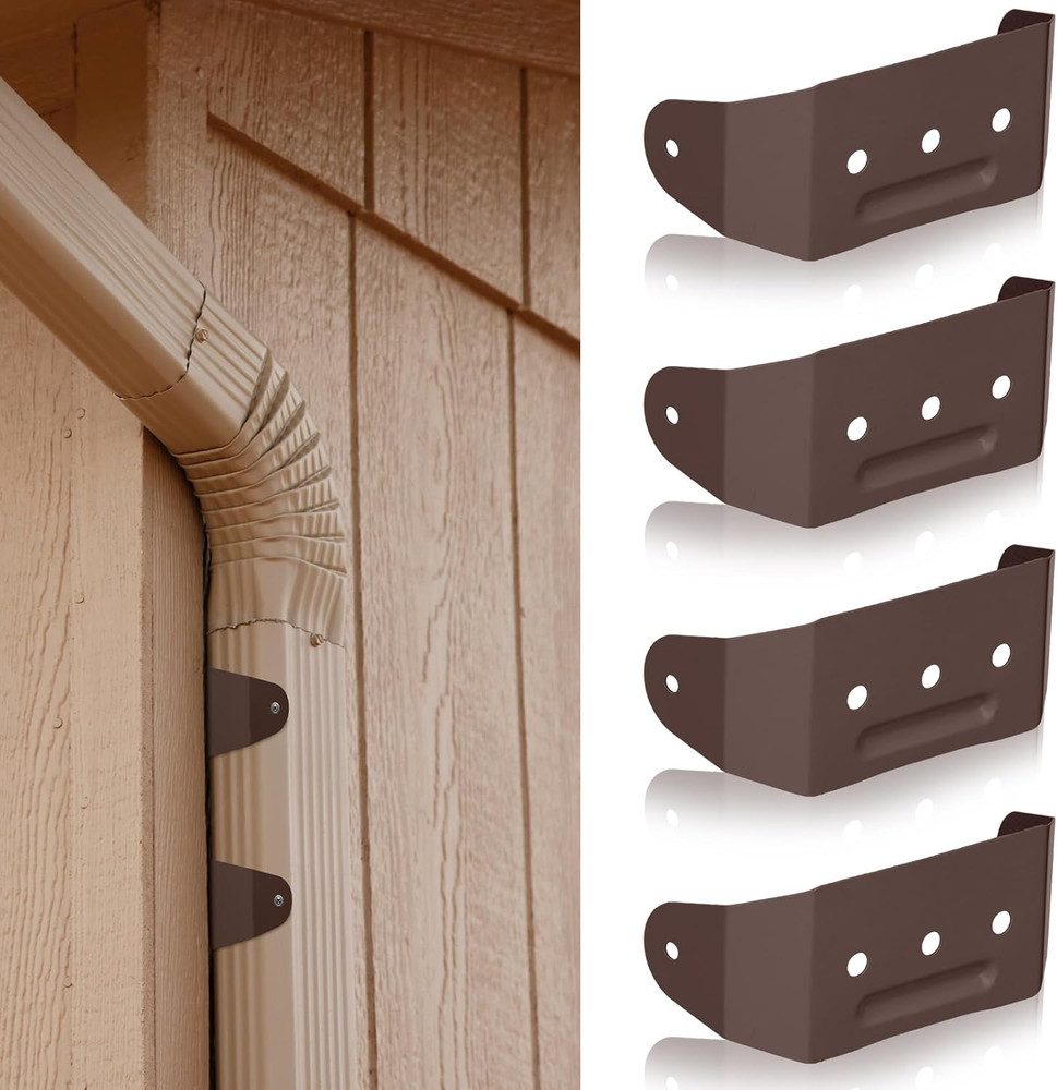 4 Pcs Gutter Downspout Straps 2 X 3 Inch Downspout Pipe Clip Hidden Bracket, Alu