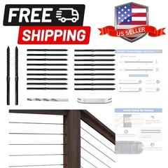 30 Pack 1/8″ Black Cable Railing Hardware Kit Swage Lag Screws Left and Right…