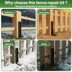 Fence Post Repair Kit 1 Pack, 8mm Double-Layer Thickened Fence Post Anchor & …
