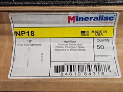 (QTY 50) Minerallac 18 x 1-1/2″ Nail Plate with Nail/Screw Holes, Pre-Galvanized