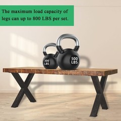 SAEZEPHYRS 16″ X-Shape Metal Coffee Table & Bench Legs – Black, 800lbs Cap.