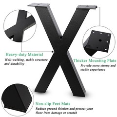 SAEZEPHYRS 16″ X-Shape Metal Coffee Table & Bench Legs – Black, 800lbs Cap.