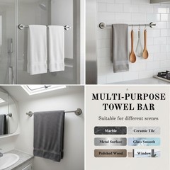 Generic Suction Cup Towel Bar 17-28 Inch Adjustable Retractable Stainless Steel