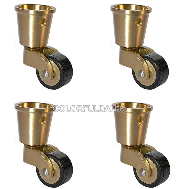 4PCS Solid Brass+Rubber Swivel Caster Wheel Pivot Furniture Strong Table Cup Leg