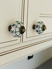 Ivory Green Ceramic Pumpkin Knobs Vintage Cabinet Drawer Pulls Set 4 Pcs L
