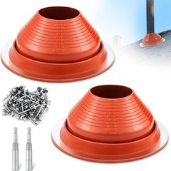 2PC Silicone Roof Pipe Flashing Boot Kit 5-9in High Temp Metal Roof Vent
