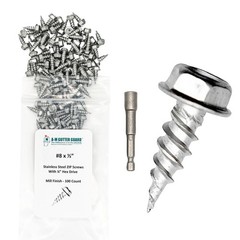 100 Pack 1/2″ #8 Stainless Steel Zip Screws for Gutter Installation w/ Driver