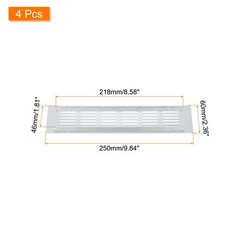 Air grilles, 4pcs 250x60mm – for aluminum return ventilation cover (silver)