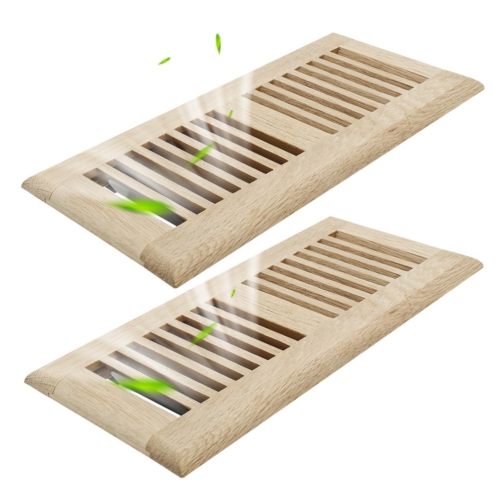 2PC 4×10 Inch White Oak Wood Floor Register Vents Cover – Drop in Register wi…