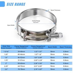 16Pack 1.75″ T Bolt Hose Clamps – 2.00 – 2.24 inches 16pcs t bolt hose clamp