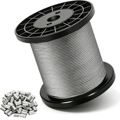 1/16 Wire Rope, 600FT Stainless Steel Cable, 304 Steel Wire with 150Pcs Crimp…