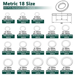 600PCS Oil Drain Plug Gasket M6 To M24, – 600 Pcs