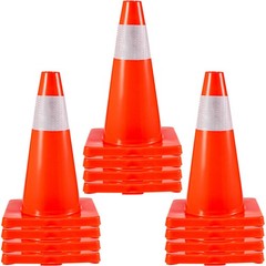 12Pack 18″ Traffic Cones, Safety Road Parking Cones PVC Base, Orange Traffic