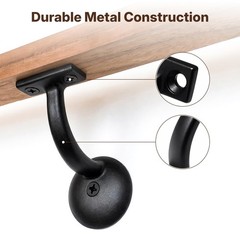 Handrail Bracket Round for Stairways with Mounting Screws – Set of 5 – (Brass…