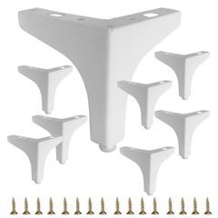 Smaxcn 8x 4″ White Metal Furniture Legs, 1.4mm Thick Cabinet Feet