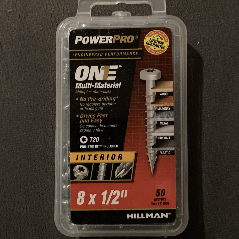 Power Pro One Exterior Screws, Flat Head, Interior , 8”x 1/2”, #116936, 50pcs