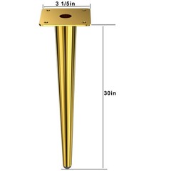 Osring 30 Inch Furniture Table Legs Golden Steel Round Tapered Modern Coffee