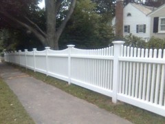 4X8 PVC VINYL LOUISVILLE VICTORIAN PICKET SCALLOP TOP FENCE PANEL w/POST & CAP