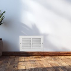Return Air Vent Cover: Louvered HVAC Grille – White Steel Mesh Panel – Furnace
