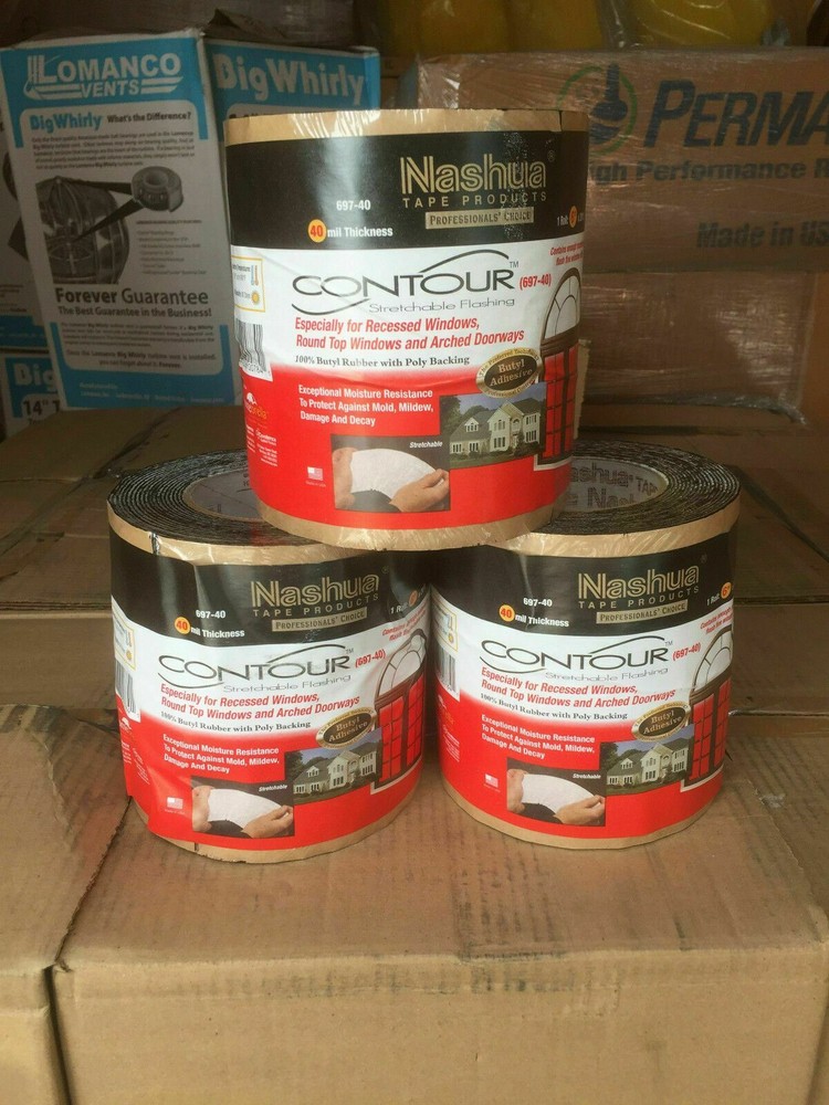 FOUR (4) NASHUA Contour STRETCHABLE Window & Door Flashing Tape-40 MIL 6″ x 20′